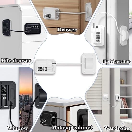 2 pieces - refrigerator lock - child safety lock - drawer lock - mini fridge lock with digital code - suitable for cabinets, drawers (white)