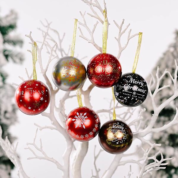 Julgodisburk i plåt, rund, hängande, metallkula, prydnad