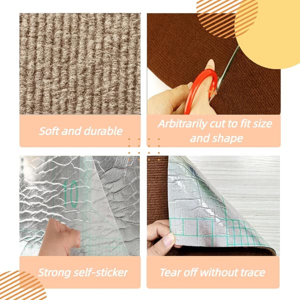 Cat Scratch Mat Self-Adhesive Furniture Protector for Sofas No Residue Brown Beige 3 Sheets 30x30 cm