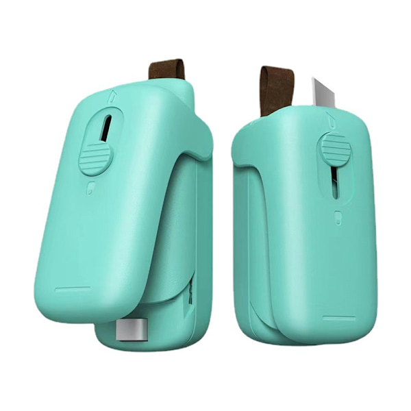 1 st (vit med batteri) Mini Förseglare, 2 i 1 Mini Påsförseglare Ba