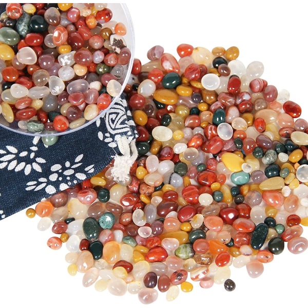 Mini poleret farvet agat krystal sten, 500 g naturlig farvet agat, små brugte knuste chips sten Healing Reiki krystal smykker boligdekoration