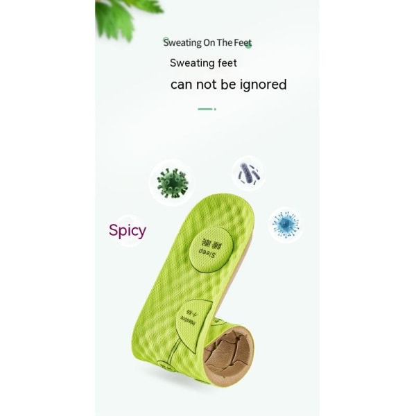 Andningsbara, avfuktande och svettabsorberande inläggssulor mot lukt för män och kvinnor, par i grönt 43-44 green/Sizes 35-40