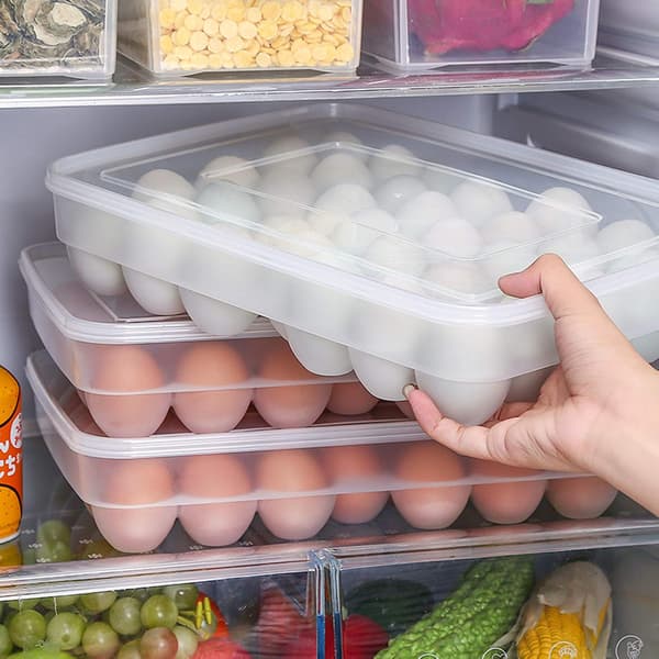 Stort eggstativ for kjøkkenet, eggbrett med lokk