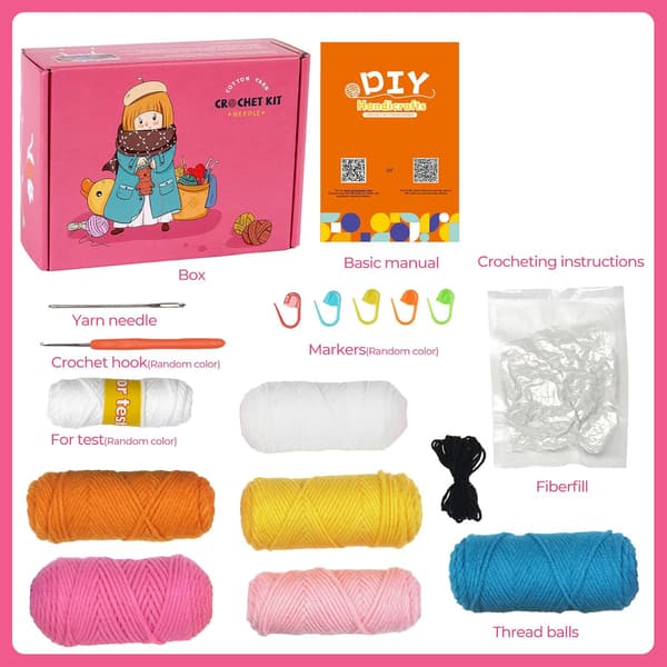 RoseFlower Crochet Kit for Beginners, Complete Crochet Starter Kit with Step-by-Step Tutorials, for Kids and Adults