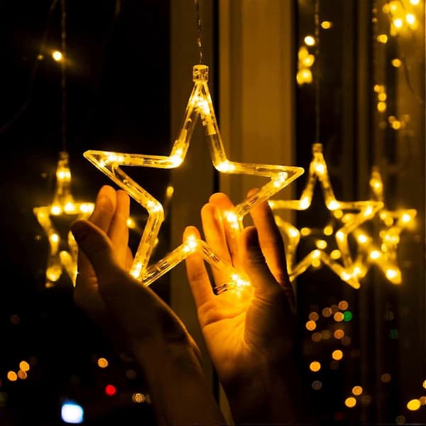 Outdoor Christmas Decoration 138 Led 8 Modes, String Lights with 12 Stars, String Lights