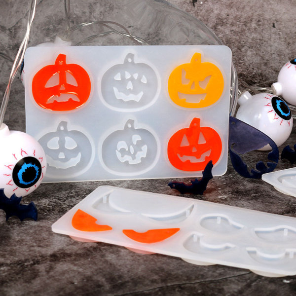 3 stk Halloween Ørering Resin Silikonforme Kit med Græskar Bat Witch Spider Web Ghost Former med 3 stk Ørering Krog Jum