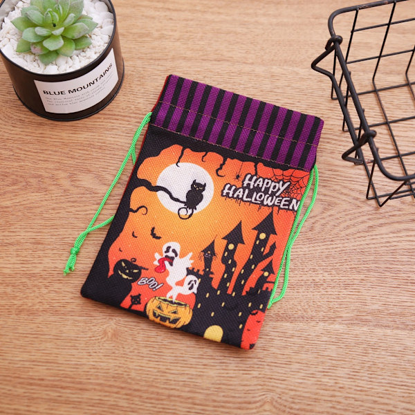 Uudet Halloween-koristeet, ei-kudotut naruvedolliset karkkipussit lahjapussit lasten kummitusjuhlat kannettava kurpitsapussi