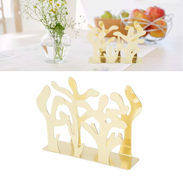 Servietholder, tangformet papirhåndklædeholder bordplade ornament servietdispenser til kaffehus restaurant dekorativ (guld)