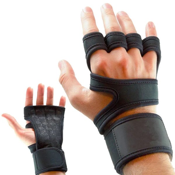 Gym Fitness Öppen handdesign halkfria handskar - Andas handflata skyddande handledsomslutning