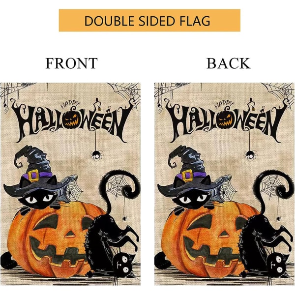 Halloween Trädgårdsflagga Pumpor Katter 12 X 18 Dubbelsidig Välkommen Trädgårdsflaggor för Trädgård Dekorationer, Säsongsbetonad Utomhus