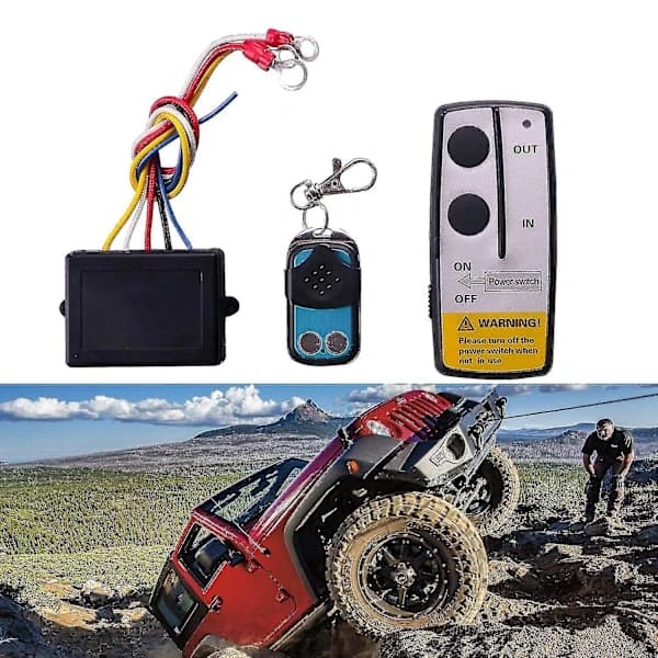 12V 12-volt 15 m Wireless Remote Control Kit for Winch Compatible with Truck ATV Warn Ramsey-c
