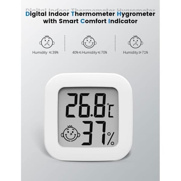 Digital thermometer hygrometer - PZCC - Accuracy ±1°C - Range -50°C to 70°C - Compact 4.3x4.3 cm
