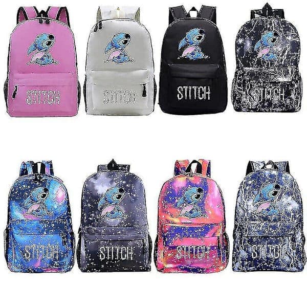 Unisex Ryggsäck med Tecknat Stitch-tryck för Studenter, Skolväskor, Resväskor_x[HK] Rosa Pink Pink