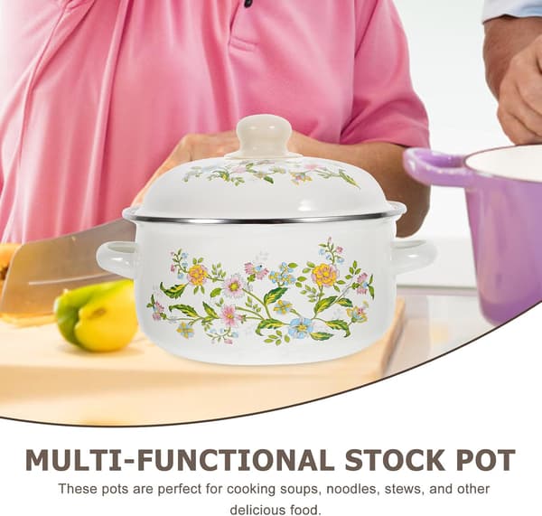 3-piece Enamel Pot Set Small Cooking Pots with Ergonomic Handles