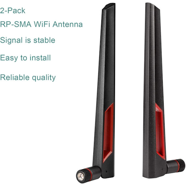WiFi-antenne med RP-SMA hannkontakt, 2.4GHz 5GHz 5.8GHz dobbeltbåndsantenne for PCI-E WiFi nettverkskort USB trådløst kamera ruter hotspot osv. 2 stk