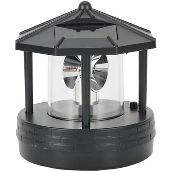 LED Solar Powered Lighthouse, 360 Degree Rotating Lamp LED Solar Lighthouse Landscape Path Lighting Ga