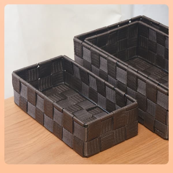 6581-2712-BLK Woven Strap Small Shelf Basket Black
