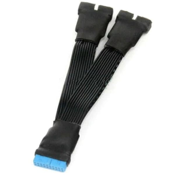 2 stk. Hovedkort USB 3.0 19-pinners Header 1 til 2 Forlengelsessplitterkabel, 12cm 19-pinners Intern Forlengelse