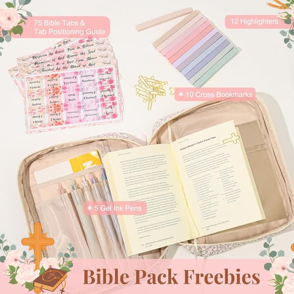 Bibelfutteral til kvinder Stor bibelfutteraltaske Bibelstudieudstyr (med bønnebog og andagtsbøger) Journaling Kit Bogbæretaske