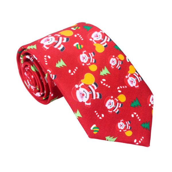 Søt juletre Julenissen Print Feriefest Morsomt slips Kostyme Grønn