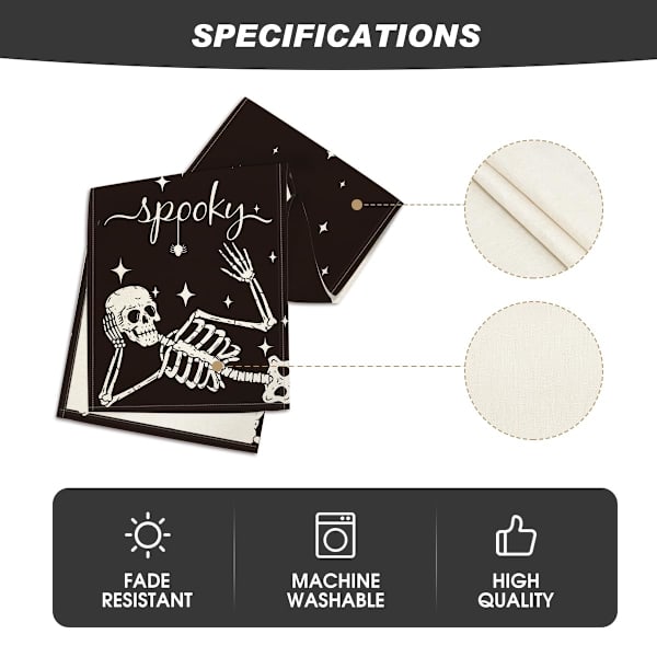 Spooky Skelet Spiderknogle Halloween Bordløber, Ferie Køkken Spisebord Dekoration til Hjemmefest Dekoration 13 x 90 Tommer