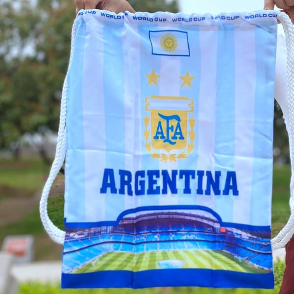 2022 Qatar Fodbold VM Opbevaringstaske - Argentina A Canvas Wit