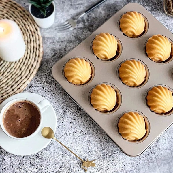 Madeleineformar för bakning 9-hålig non-stick bakform för bakning Champagne Gold