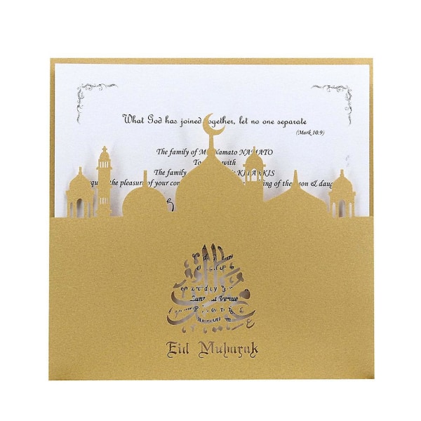 30 Ramadan Kirke Udskæring Velsignelse Lykønskningskort InvitationerBeige guld