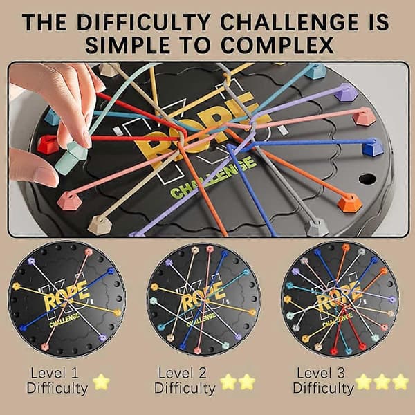 Brainy Knots Rope Untangle Puzzle, 21 cm Logic Board Game with 18 Colorful Ropes, Develops Strategic Thinking & Problem Solving