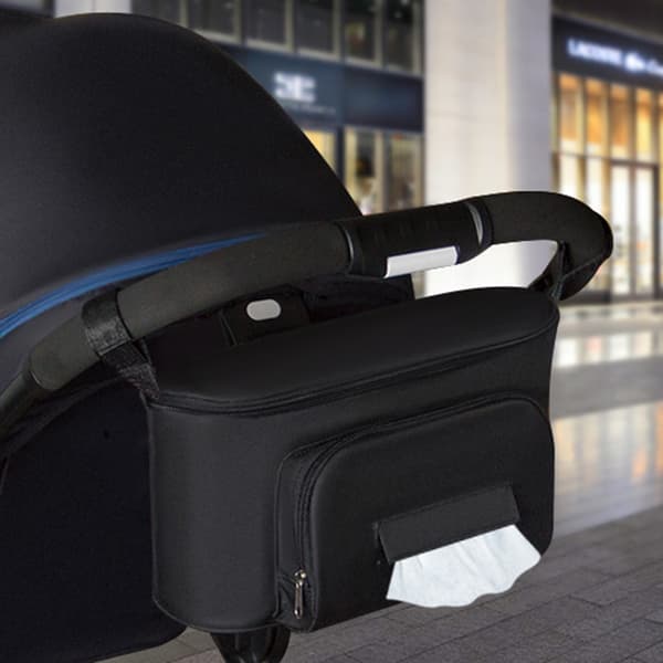 Multifunctional Stroller Bag with Large Capacity, Organizer Bag, Storage Bag, Diaper Bottle Holder, Black without Strap