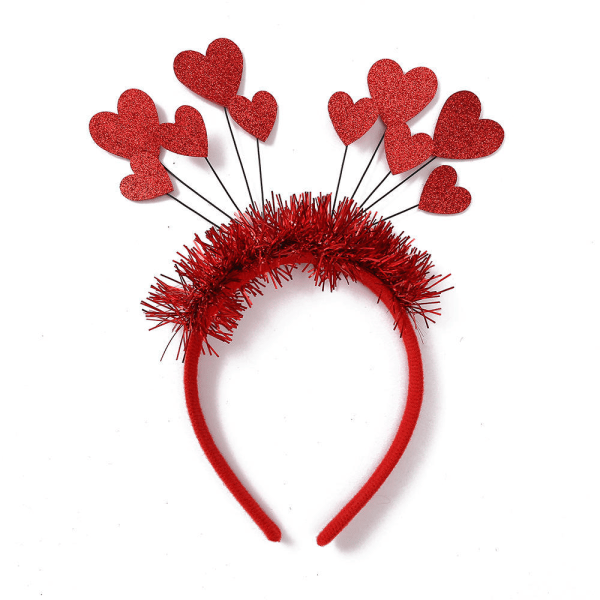 Rød kærlighed hjerteformet pailletter pandebånd Valentinsdag hårbøjle jule pandebånd til ferie kostume fest