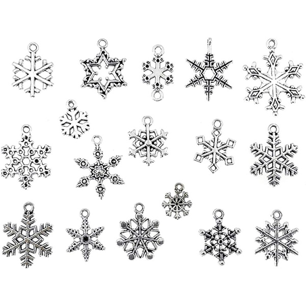 Sekalaiset Lumihiutale-riipukset Joulukoristeiksi DIY-korujen valmistukseen (100 grammaa, noin 90 kpl, hopea)