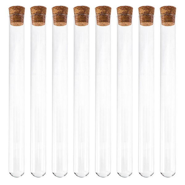 8 st Glasbehållare Vetenskapsrör Lock Mikrocentifugerör Provrör Flaska 20X2CM