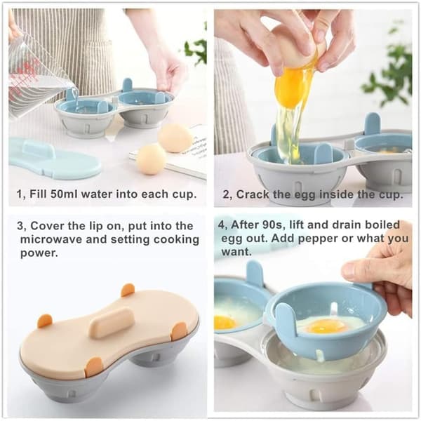 Egg Cooker for Microwave, Egg Steamer with Measuring Cup Dishwasher Safe, Egg Cooker Poached Eggs Steamer Kitchen Utensil