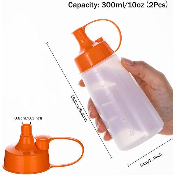2-pack bredhalsade såsflaskor, 300 ml, kryddflaskor, sprayflaskor, lämpliga för kökshantverk