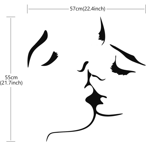 3D Kiss Wall Sticker, Wall Art, Cute Kiss Pattern, för vardagsrum, sovrum, soffa, TV-bakgrund, DIY-väggdekoration