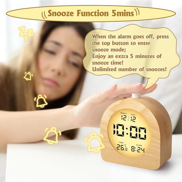 LCD Digital Clock with Date Temperature Display Snooze Backlight Digital Clock Battery Operated Alarm Clock