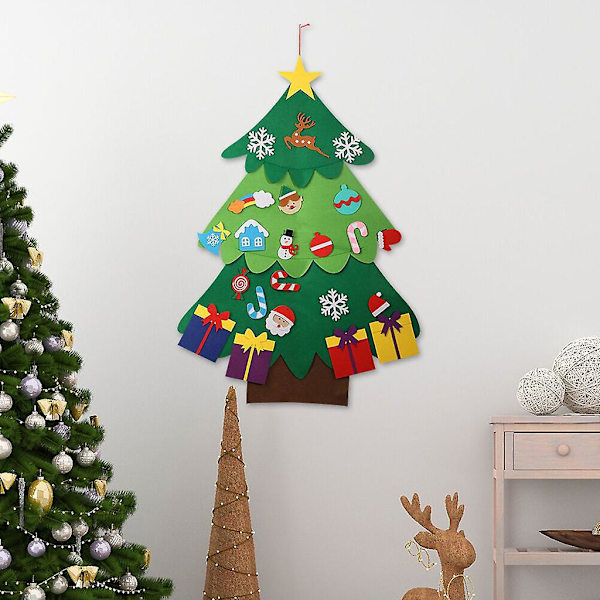 DIY Filt Juletræ Dekoration Væghængende Ornament Børn Nytårsgaver Hjem Ferie Party Dekoration
