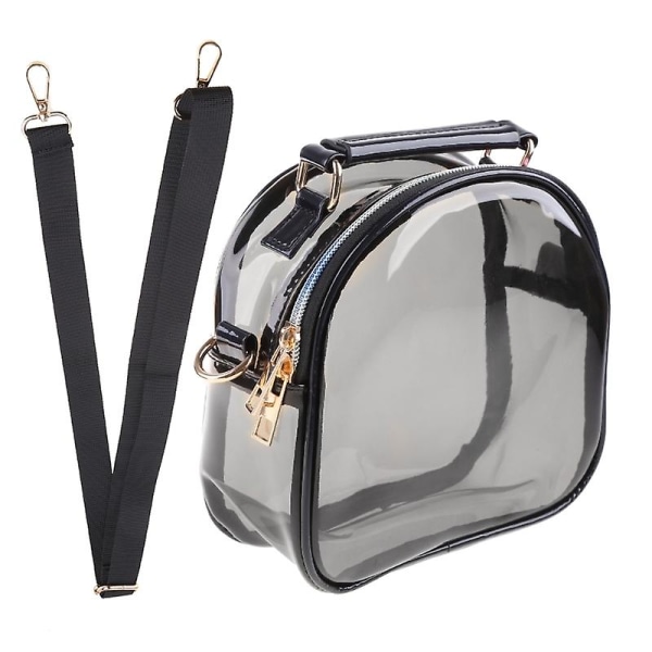 Kvinnor Flickor Crossbody genomskinlig handväska Axelhandväska Jelly Candy Färg Oval Mini Transparent Väskor TelefonhållareSvart