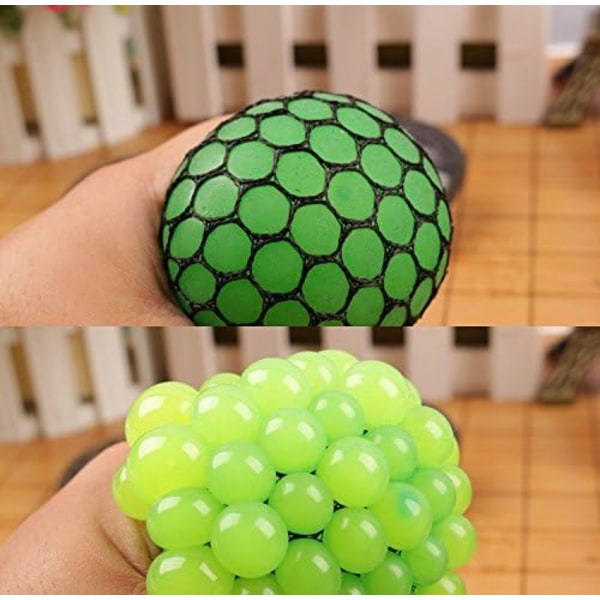 Stressaflastende Blødt Gummi Grapebold Håndledslegetøj Sjovt Geek Gadget Aflastningslegetøj, Orange/Blå/Grøn, 3 stk.