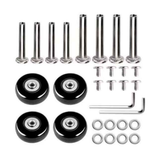 50 x 18 mm Pack med 4 Ersättningshjul för Resväskor, Gummiförsedda Swivel-Rullar med Lager, Reparationskit