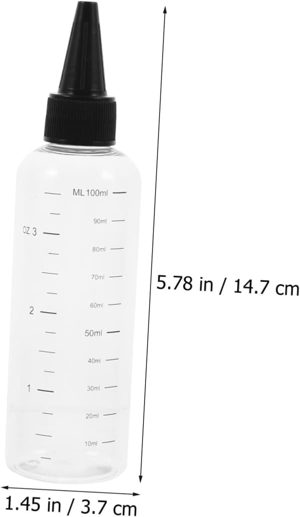 10 stk. 100 ml klemflasker med sorte skruelåg, gradueret plastapplikator til kosmetikopbevaring og væskedispensering