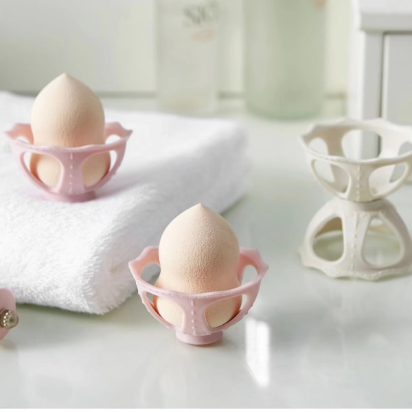 Powder Bellows Beauty Egg Holder, Pulver Bellows Holder, 3 Pulver Bellows Holdere (Pink+Aprikos+Grå)