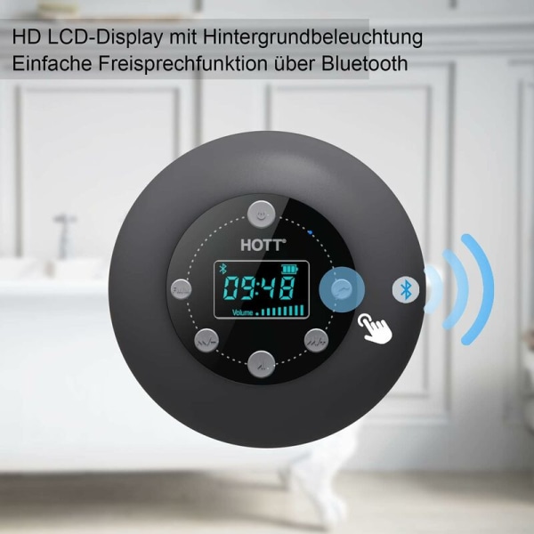 Bruseradio Bluetooth 5.0 Vandtæt højttaler Trådløs badeværelsesmusik