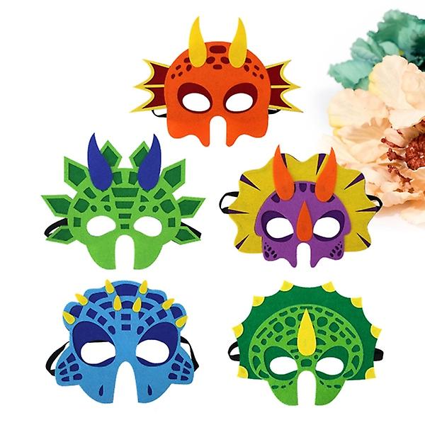 5 st Kids Mask Filt Dinosaur Mask Barn Dinosaur Mask Kids Cosplay Mask Mask Dinosaurie