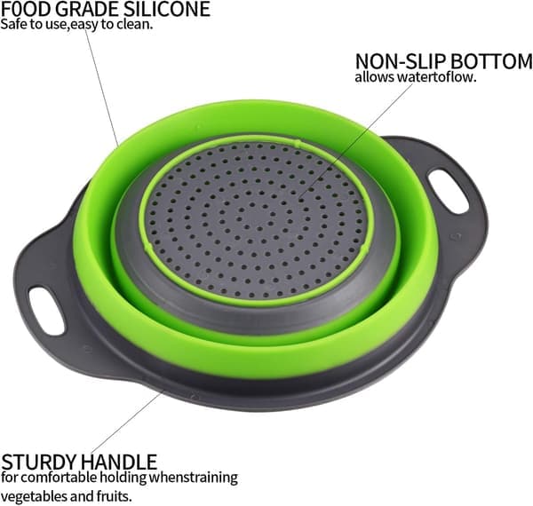 Foldable Colander with Handle, Food Sieve, Silicone Strainer, Large Fruit and Vegetable Strainer big