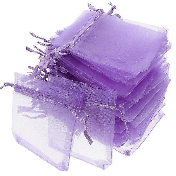 50 stk Organza Slikposer Smykker Indpakningsposer Bærbare Snøreposer Lilla 12x9x0.1cm