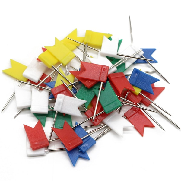 100 stk. Tilfældige Farver Flag Push Pins Tommel Tacks Kreative Pushpins Dekorative Tommeltacks Tommelnegle Hoved Stål Tegne Pins til Korktavle