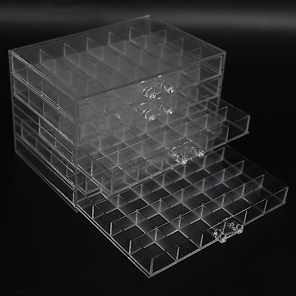 120 Rudes Transparent Opbevaringsboks til Neglekunst Dekoration Rhinestones Perler Tilbehør Display Beholder
