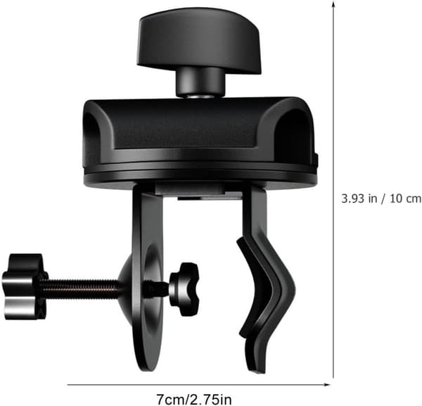 Microphone Stand Clamp Metal Adjustable Height 360 Degree Rotation 15mm Hole Diameter Black Compact Design
